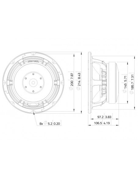 LAVOCE WAF082.00 8″ Woofer Ferrite Magnet Aluminium Basket Drive