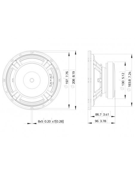 LAVOCE WSF081.82 8″ Woofer Ferrite Magnet Steel Basket Driver